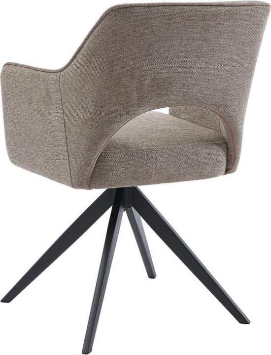 Chaise pivotante avec accoudoirs en tissu et métal noir - Taupe - KONYA – Image 6