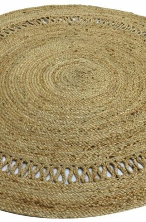 Tapis rond ajouré 100% jute - D. 200 cm - Naturel - ALYA