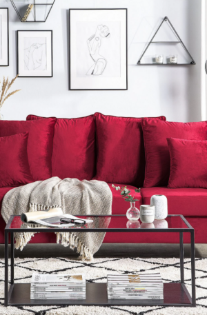 Canapé BORNHOLM Velours Rouge foncé 3 places