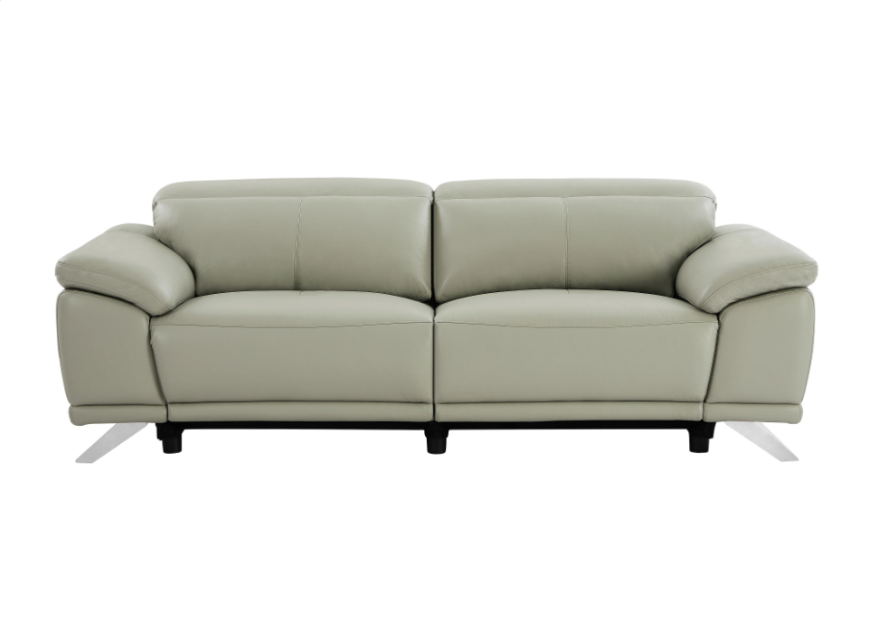 Canapé 3 places relax électrique en cuir de vachette gris clair AZIDEE II