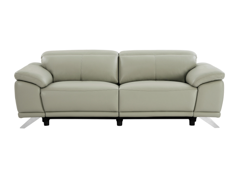 Canapé 3 places relax électrique en cuir de vachette gris clair AZIDEE II