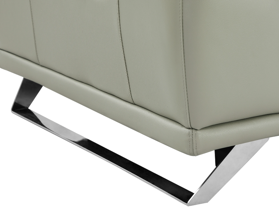 Canapé 3 places relax électrique en cuir de vachette gris clair AZIDEE II – Image 7