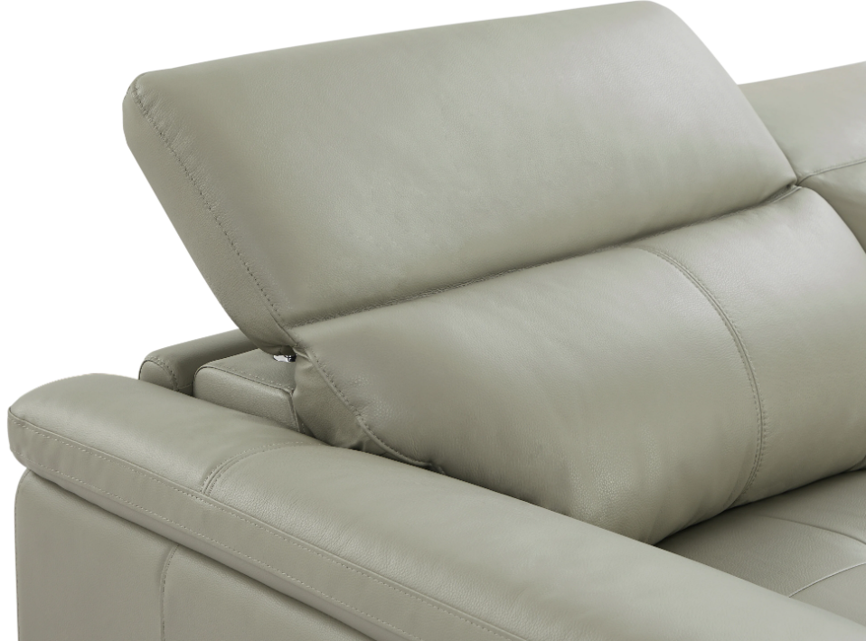 Canapé 3 places relax électrique en cuir de vachette gris clair AZIDEE II