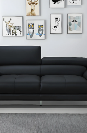 Canapé 3 places en cuir de buffle GRETEL - Noir