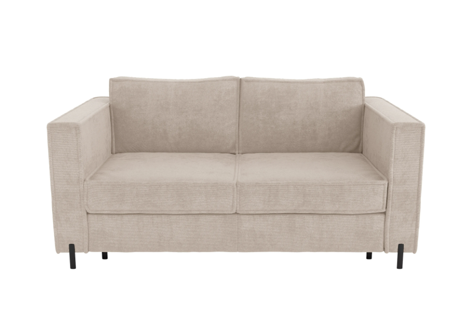 Canapé 4 places convertible express en tissu texturé beige - Couchage 160 cm - Matelas 14 cm - ELORYA