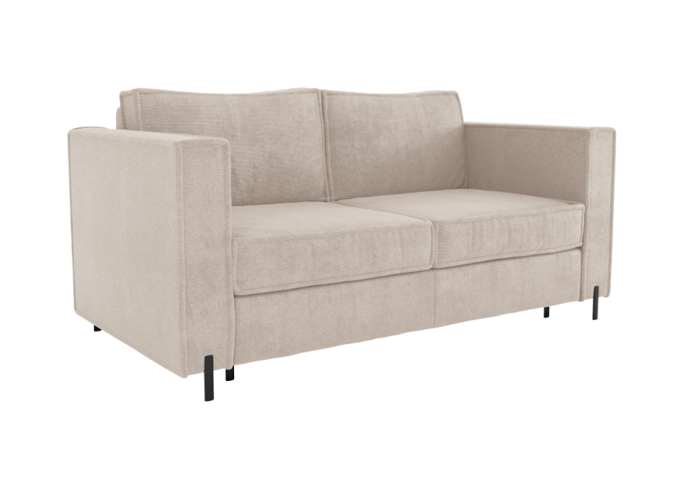 Canapé 4 places convertible express en tissu texturé beige - Couchage 160 cm - Matelas 14 cm - ELORYA