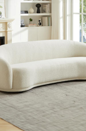 Canapé 3 places en tissu bouclette blanc ivoire BOVANA de Pascal Morabito