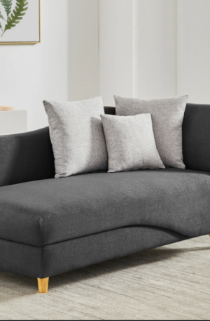 Méridienne gauche convertible en tissu anthracite avec coffre de rangement PENELOPE