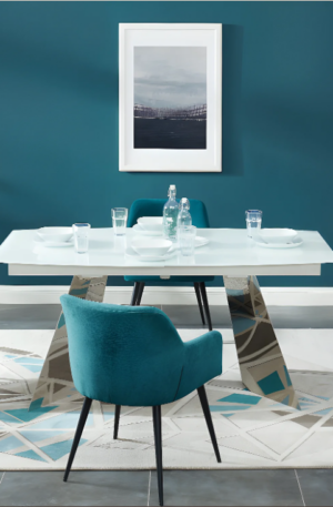 Chaise avec accoudoirs en tissu et métal - Bleu - HEKA