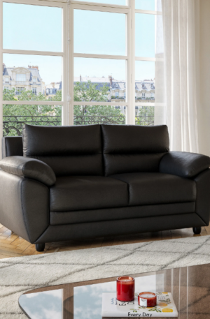 Canapé 2 places MANOA en simili - Noir