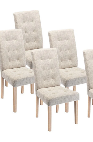Lot de 6 chaises en tissu et bois - Beige